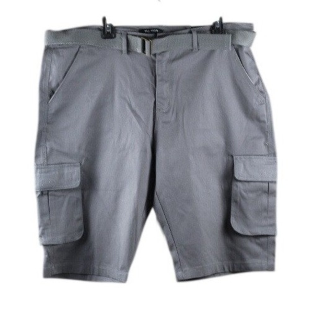 Blu Rock New‎ York Mens Grey Cargo Shorts with Belt Stretch Cotton Size 40